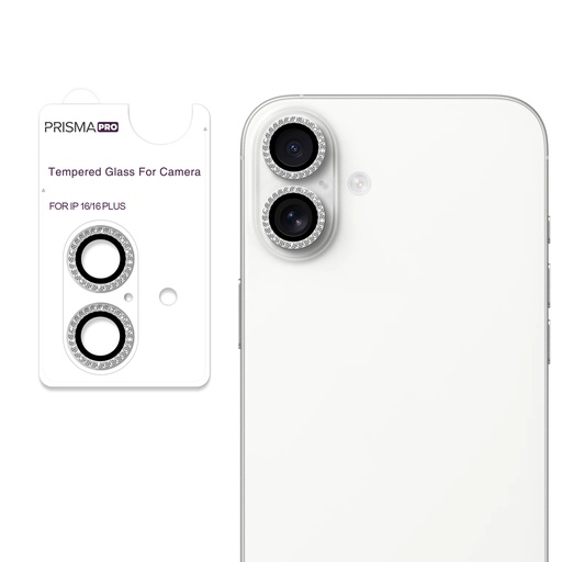 [PP-I16-DCL-ST] Prisma Pro Shield - Diamond Camera Lens w/HD Tempered Glass  for iPhone 16 / 16 Plus (Starlight)