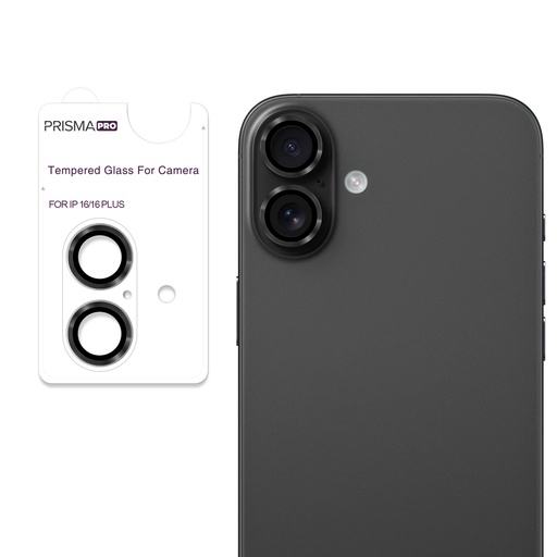 [PP-I16-RCL-BK] Prisma Pro Shield - Ring Camera Lens w/HD Tempered Glass  for iPhone 16 / 16 Plus (Black)