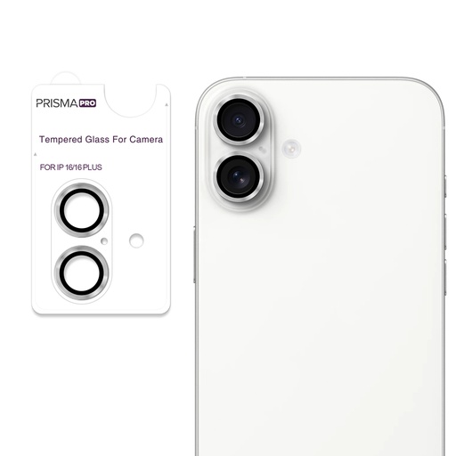 [PP-I16-RCL-SI] Prisma Pro Shield - Ring Camera Lens w/HD Tempered Glass  for iPhone 16 / 16 Plus (Silver)