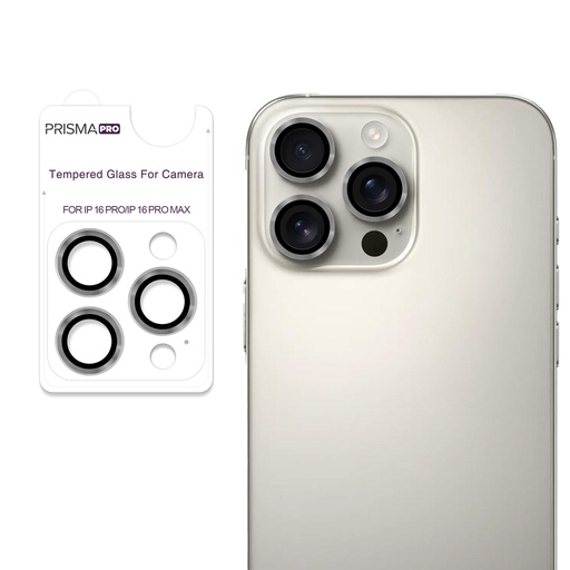 [PP-I16PM-RCL-GY] Prisma Pro Shield - Ring Camera Lens w/HD Tempered Glass  for iPhone 16 Pro / 16 Pro Max (Gray)