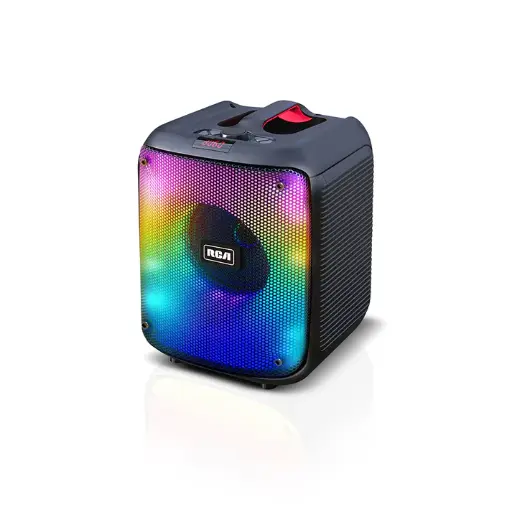[EL-TT-STAGE-88] RCA STAGE-88 8" Bluetooth Speaker with LED Lights, FM Radio & Carry Handle