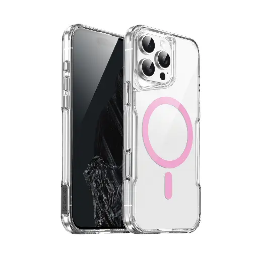 [CS-I14-CMCC-PN]  Colored Magsafe Clear Case for iPhone 16e / 14 / 13 - Pink