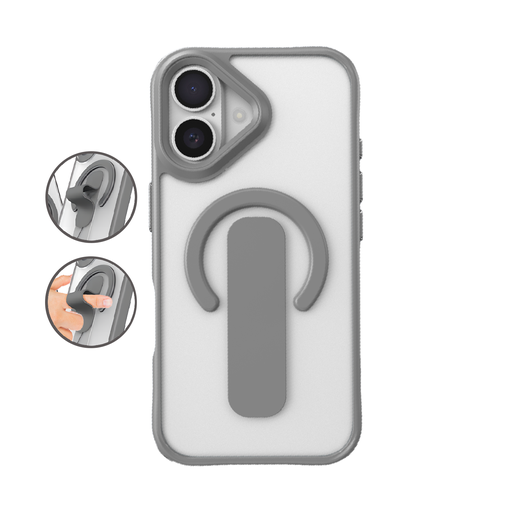 [CS-I14P-SMH-GY]  Sophisticated Matte Stand Holder Case with Magsafe for iPhone 14 Pro - Gray