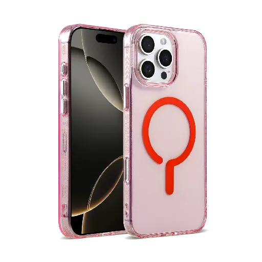 [CS-I12PM-JCC-RD]  Joyful Color Clear Case with Magsafe for iPhone 12 ProMax - Red