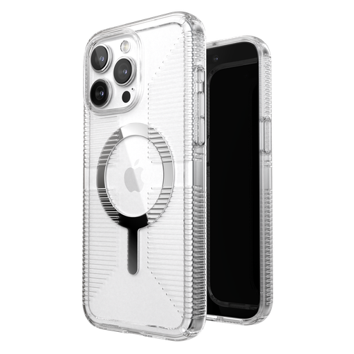 [150521-3223] Speck - Gemshell Grip Magsafe Case For Apple Iphone 15 Pro Max - Clear And Chrome