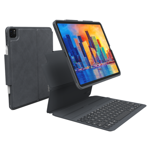 [103407563] Zagg - Pro Keys Bluetooth Keyboard Case For Apple Ipad Pro 12.9 2021  /  2020  /  2018 - Charcoal