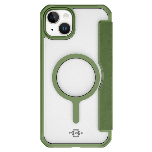[AP5N-HYFMA-OVRL] Itskins - Hybridr Folio Magsafe Case For Apple Iphone 15  /  Iphone 14  /  Iphone 13 - Olive Green