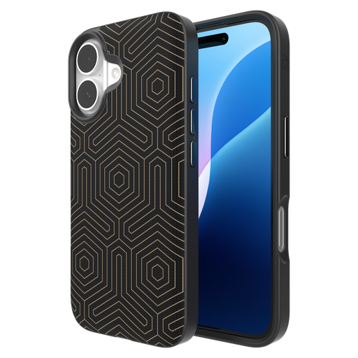[702315182] Zagg - London Snap Magsafe Case For Apple Iphone 16 - Black Hexagon