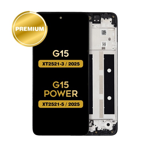 [LCD-XT2521-3-WF-BK] LCD Assembly With Frame For Motorola Moto G15 (XT2521-3/2025) / G15 Power (XT2515-5/2025) All Colors (Premium)